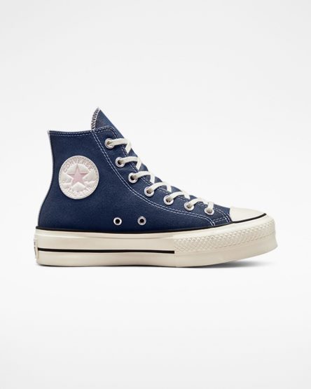 Topanky Na Platforme Converse Chuck Taylor All Star Lift Denim Vysoke Damske Námornícka Modrá Oranžové Ruzove | SK WC115E4